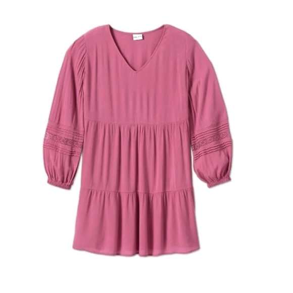 Ava & Viv Dresses & Skirts - NWT Ava + Viv Boho Tiered Radiant Rose Pink Dress - Women's Plus Size 3X